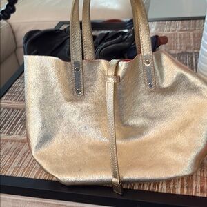 Tiffany & Co. Gold/Orange Leather Reversible Tote Bag